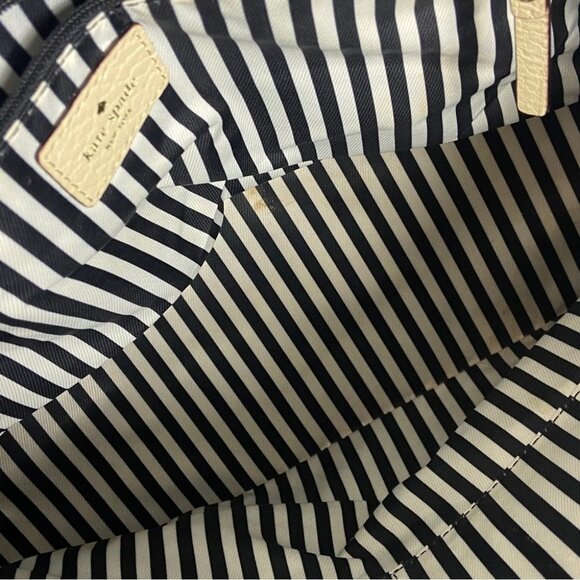 Kate Spade Southport Avenue Jenny Pebble Leather Handbag‎ Cream Black Gold Bag - Picture 9 of 12